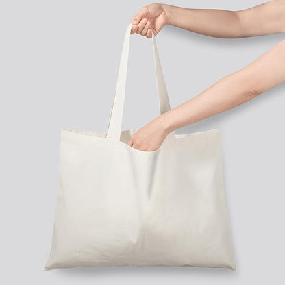 NPBAG 5 Pack 20'' X 16'' Large Natural Cotton Tote Bags, Lightweight Blank Bulk Cloth Bags with 1pc of PTFE Teflon Sheet