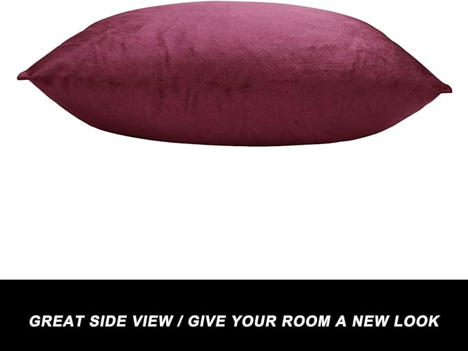GIGIZAZA Burgundy Velvet Pillow Covers: Pack of 2 Throw Pillows Soft Solid Covers 16x16 - Decorative Couch Small Cushion Covers Used for Chrismas Room Decor,Living Room,Bedroom,Sofa