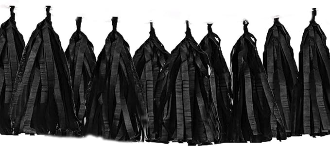 30pcs Paper Tassels Garland Banner Tissue Paper Tassel DIY Hanging Paper Decorations Party Tassel Garland Decor Baby Shower Nursery Wedding Baby Shower Decoration(30, Black)