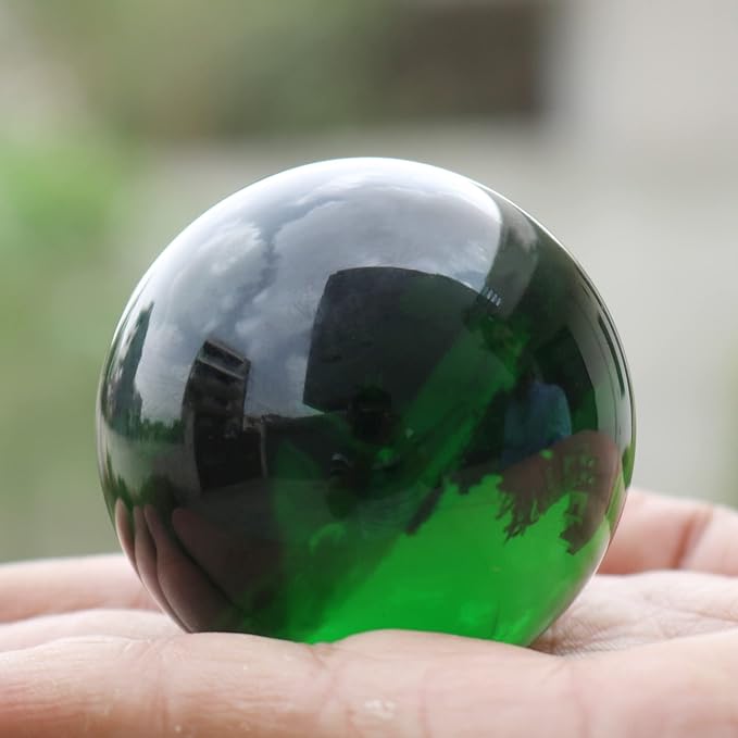 GEMHUB Natural Polished Healing Obsidian Crystal Chakra Stone Sphere Reiki Gemstone Ball for Decoration and Feng Shui (Green Obsidian)