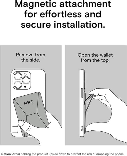MOFT Magnetic Wallet Stand Compatible with iPhone 17/16/15/14/13/12 Series, Angle Adjustment & Magsafe Compatible MOVAS Phone Stand,Cement