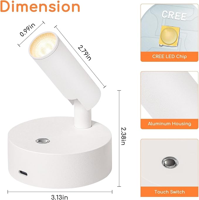 Wireless Spot Lights Indoor with Remote Rechargeable LED Uplighting Indoors Dimmable Warm White Picture Light Up Lights Indoor Battery Operated Spotlight for Plant Artwork Painting, 2 Pack