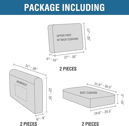 H.VERSAILTEX Multi-Pieces Sofa Covers Stretch Couch Covers Form Fitted Seats and Back Cushions Covers (2 Seat Covers Plus 2 Back Cusion Covers, Bonus 2 Armrest Covers), Cream