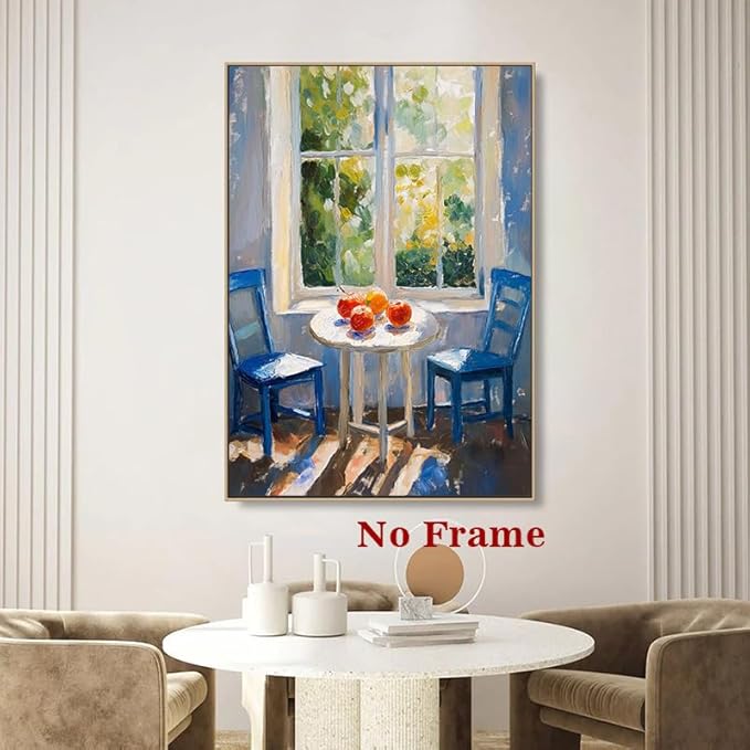 Farmhouse Rustic Pictures Window Botanical Wall Art Still Life Fruit Prints Green Landscape Painting Forest Nature Posters Green Plant Artwork Window View Pictures for Living Room 16x24in No Frame