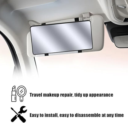 Car Sun Visor Vanity Mirror, Vehicle Sun-Shading Cosmetic Makeup Mirror with Straps, Large Automotive Interior Rear View Travel Accessories, Universal for SUV, Sedan, Truck(Black)