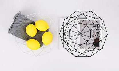 IBWell Geometric Metal Wire Fruit Bowl, Iron Arts Fruit Storage Baskets for Kitchen Counter (Black, Normal)