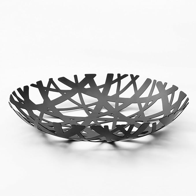 IBWell Fruit Bowl, Integrated High end Modern Home Creative Fruit Basket for Counters, Kitchen, Countertop, Home Decor(Black)