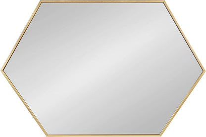 Kate and Laurel Rhodes Modern Hexagon Wall Mirror, 24" x 36", Gold, Chic Geometric Wall Mirror