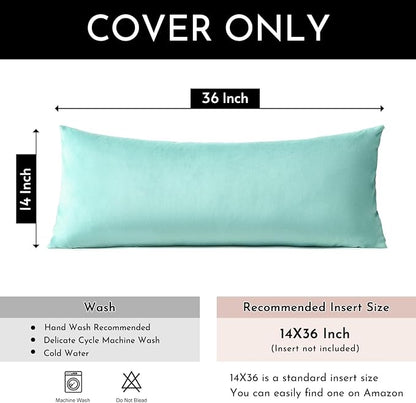 Artscope Luxury Velvet Lumbar Pillow Cover Super Soft Decorative Rectangle Pillowcases Soft Solid Cushion Cases for Couch Sofa Bedroom Car Decor 14x36 Inch Aqua Green