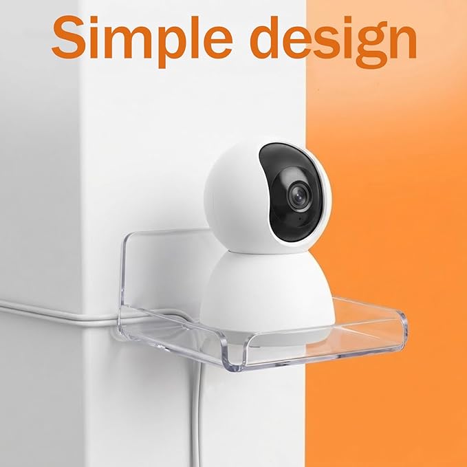 Small Floating Shelf for Wall, 4'' Mini Self Adhesive Clear Acrylic Wall Mount Shelves for Monitor Speaker Bedroom Living Room Storage & Decoration(2 Pcs)