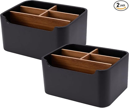 Stylish Desk Organizers and Remote Control Holders in Black, Pen Phone Holder Organizer, Multi-Purpose Caddy Storage Accessories for Office Desktop Coffee Table Bedside Nightstand