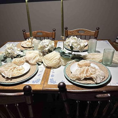 Woven Placemats Set of 4, 12 Inch Rattan Placemats Wicker Place Mats,Natural Farmhouse Jute Braided Table Runner for Kitchen Countertops, Table, Home Decor