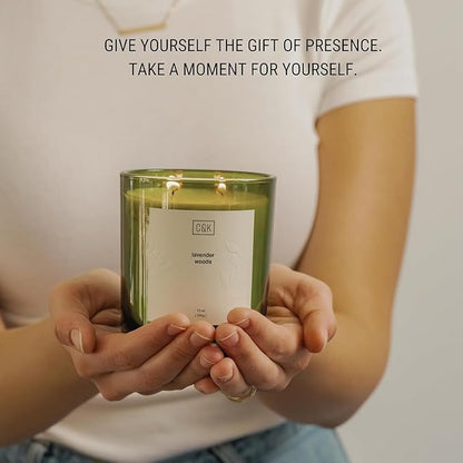 Craft & Kin Lavender Scented Candles | 12oz Premium Lavender Woods Winter Scented Candles for Men and Women | Candles Made with Natural Soy | Nature Collection