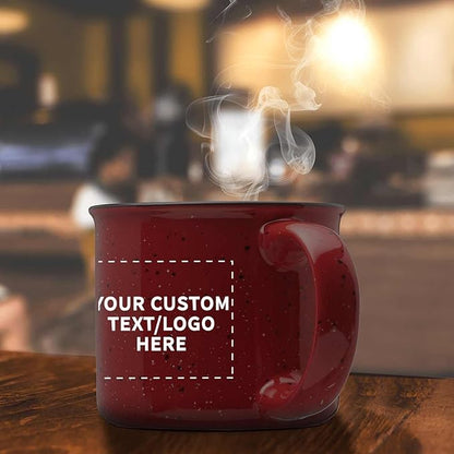 DISCOUNT PROMOS Custom Ceramic Campfire Coffee Mugs 13 oz. Set of 50, Personalized Bulk Pack - Perfect for Tea, Espresso, Cappuccino, Hot Cocoa - Maroon