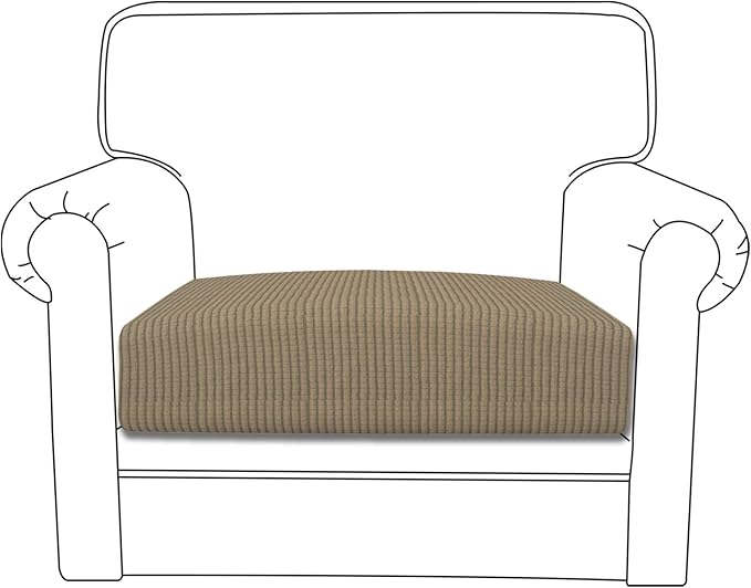 Easy-Going Stretch Chair Cushion Cover Sofa Cushion Furniture Protector Sofa Seat Sofa Slipcover Sofa Cover Soft Flexibility with Elastic Bottom(Chair Cushion, Natural)