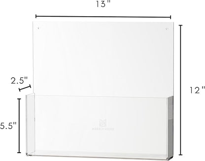 Premium Clear Acrylic Wall File Organizer 2-Pack | Mail Holder Wall Mount | Office Document Sorter with 3 Screw Cap Colors