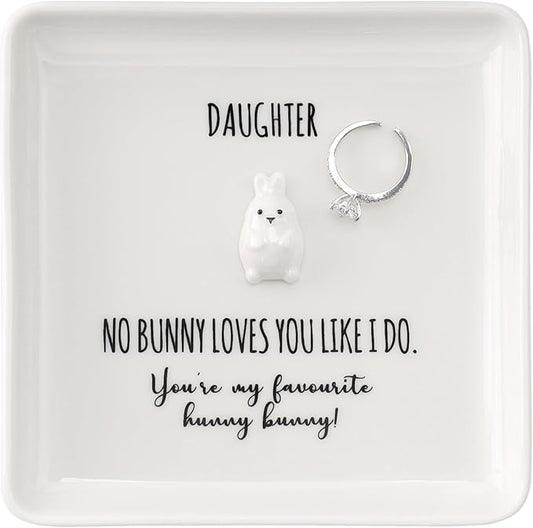 HOME SMILE Daughter Gift from Mom Chritsmas Valentines,Gifts for Daughter Bunny Ring Dish Birthday Thanksgiving Wedding Mothers Day
