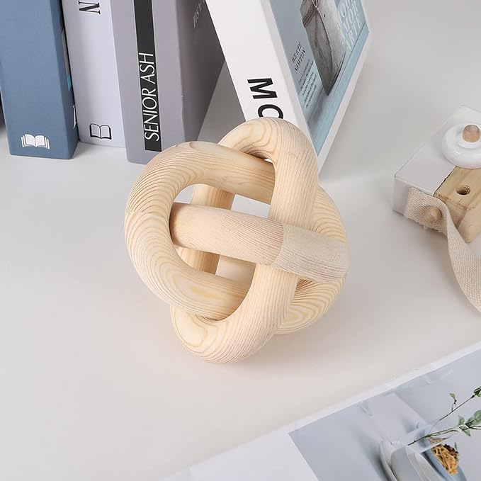Ochine Wood Chain Link Decor 3 Link Decorative Chain Knot Hand Carved Pine Wood Chain Decor Modern Farmhouse Coffee Table Decor Wooden Rustic Chain Decor Boho Bead Garland for Living Room Bedroom