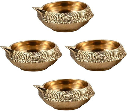 Brass Diya for Puja Kuber Diya [ Pack of 8 ] - Handmade Indian Puja Oil Lamp for Diwali Decorations - Diwali Diyas Indian Return Gifts [ Size 2.5 inch, Small ] Hashcart®