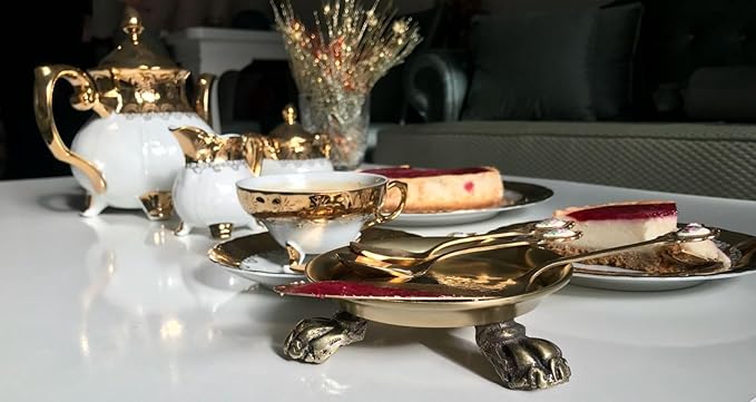 Plated Brass Clawfoot Dish - Candle Tray - Vintage Decor - Brass Candle Holder - Pedestal Tray - Candle Ring Trinket Dish