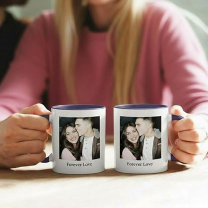 Custom Photo Coffee Mug, Personalized Forever Love Design Ceramic Cup for Anniversary Boyfriend Girlfriend Dishwasher Safe, 11oz (Purple)