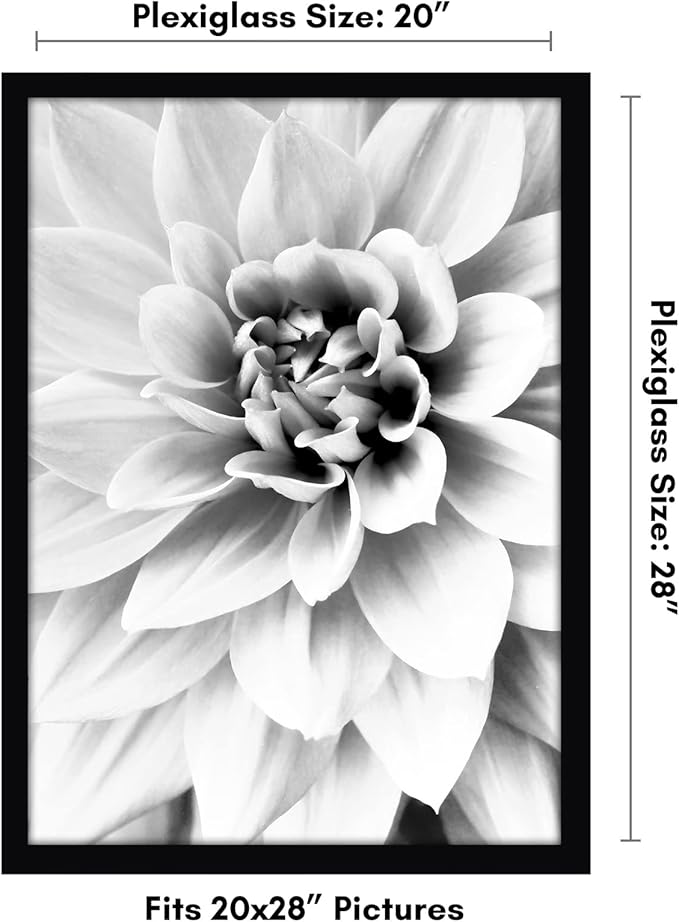 Americanflat 20x28 Picture Frame with Polished Plexiglass - Black Picture Frame - Wide Photo Frames Made of Engineered Wood for Vertical or Horizontal Wall Display - Epic Collection - Black