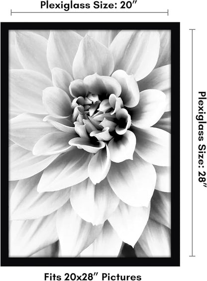 Americanflat 20x28 Picture Frame with Polished Plexiglass - Black Picture Frame - Wide Photo Frames Made of Engineered Wood for Vertical or Horizontal Wall Display - Epic Collection - Black