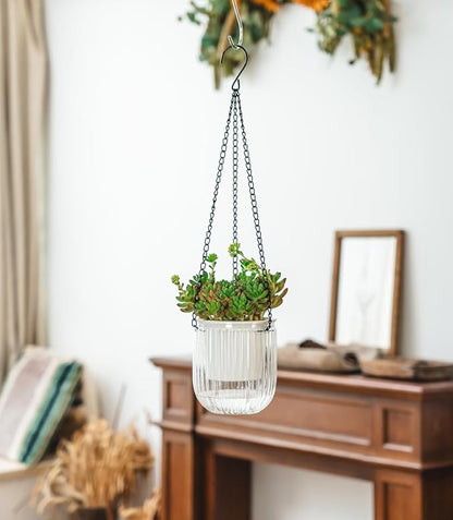 Josteve 4.5 Inch 2 Pcs Self Watering Hanging Planter Indoor Plant Pots Drainage Holes, Outdoor Small Hanging Planters Flower Pot Basket, Visible Water Level, Plant Hanger Home Decor, Gardening