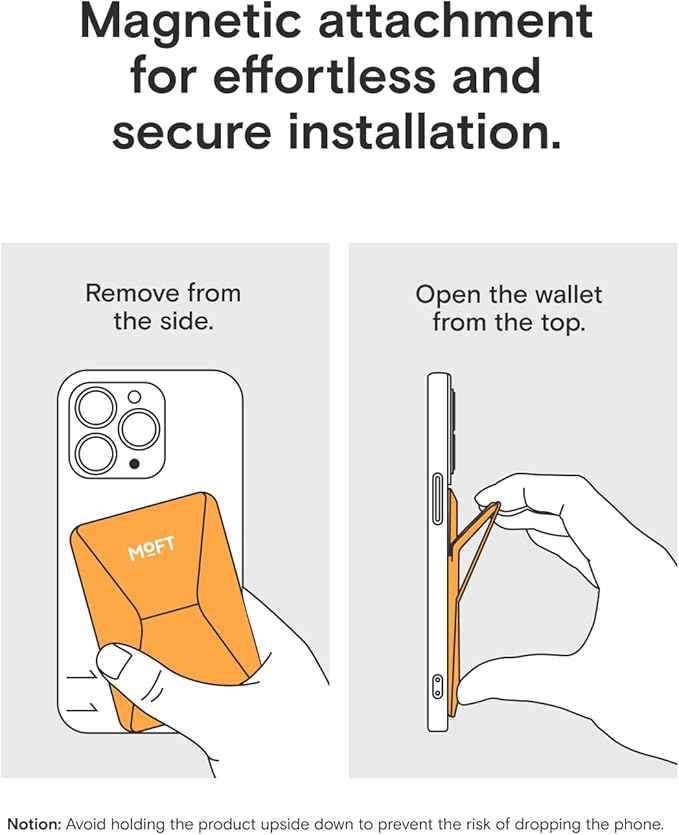 MOFT Magnetic Wallet Stand Compatible with iPhone 17/16/15/14/13/12 Series, Angle Adjustment & Magsafe Compatible MOVAS Phone Stand,Orange