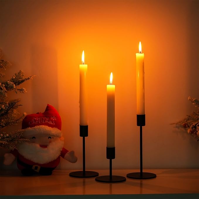 Smtyle Black Candlestick Holders, Set of 3 Metal Taper Candle Holders, Modern Minimalist Matte Candle Stick Holders for Table Centerpieces, Home Decor, Weddings, Vintage Decor