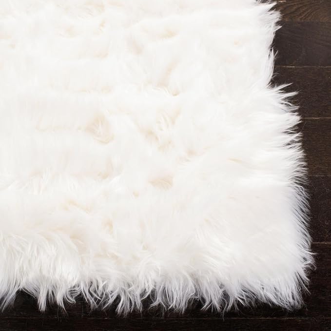 SAFAVIEH Faux Sheep Skin Collection 8' x 10' Ivory FSS235A Silken Glam 2.35-inch Thick Area Rug