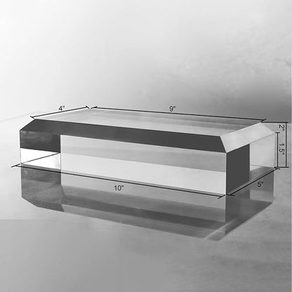 CiaoHER 2in Thickness Beveled Solid Acrylic Display Block Clear Polished Pedestal Stand Riser Solid Base (5x10)
