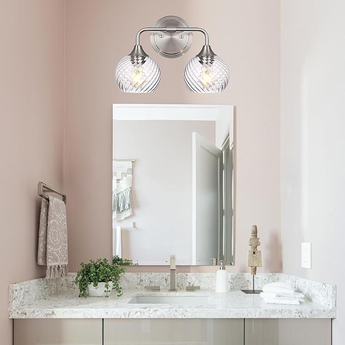 Lycuky Clear Hammered Glass Globe Shade -1.65" Fitter Opening - Replacement Lamp Shade for Pendant Lights, Chandeliers, Wall Sconces, Vanity & Ceiling Fixtures (2 Pack)