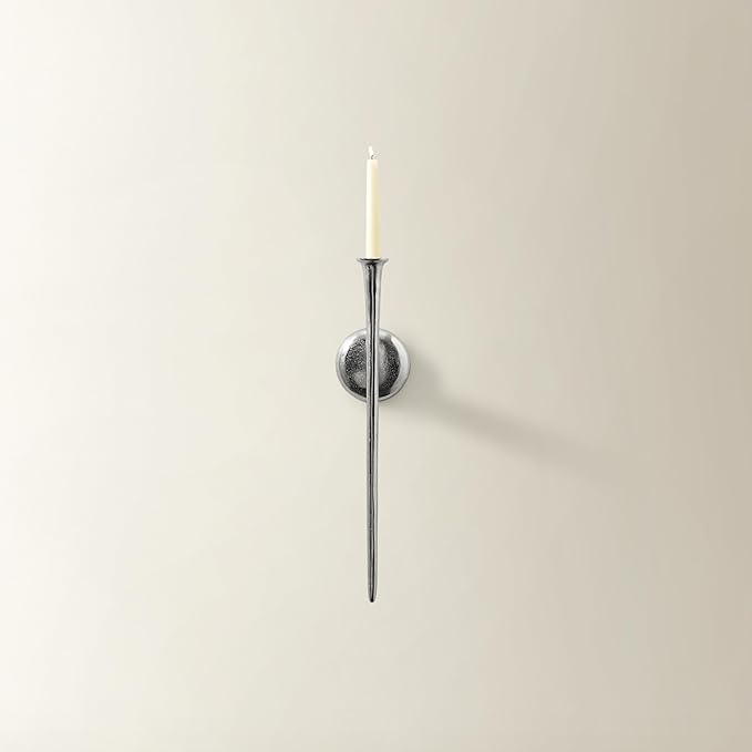 Z Gallerie One Piece Aspar Wall Sconce, Modern Candle Holder with Elegant Hook Design, Versatile Decorative Lighting for Indoor Wall Decor and Ambiance Setting, Silver (Candle Not Included)