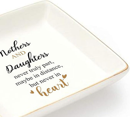 LADY&HOME Gifts for Mom from Daughter Mother's Day Birthday Christmas Thanksgiving Gifts for Mother and Daughter Ceramic Ring Trinket Dish (Mother)