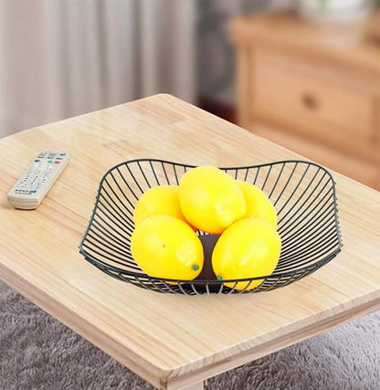 Metal Fruit Basket - Black Fruit Bowl for Kitchen Counter - Wire Storage Basket for Vegetable Snack Candy - Square Fruit Holder for Countertop - 10 Inches (Square)