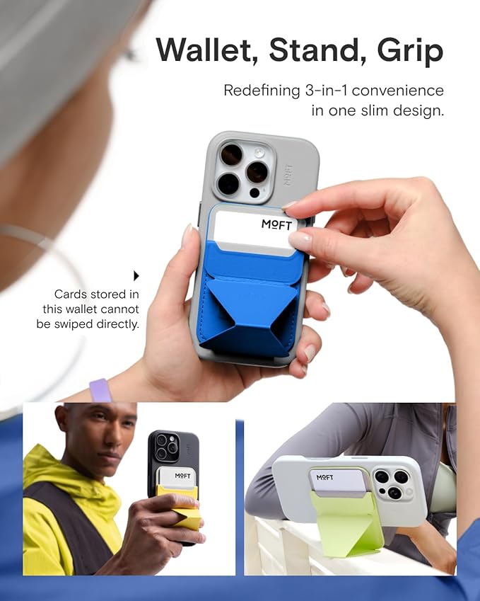 MOFT Magnetic Wallet Stand Compatible with iPhone 17/16/15/14/13/12 Series, Angle Adjustment & Magsafe Compatible MOVAS Phone Stand,Neon