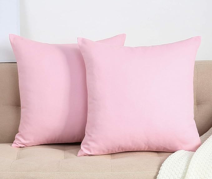 TangDepot Handmade Decorative Solid 100% Cotton Canvas Throw Pillow Covers/Pillow Shams, (22"x22", Salmon Pink)