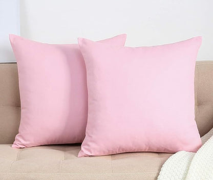 TangDepot Handmade Decorative Solid 100% Cotton Canvas Throw Pillow Covers/Pillow Shams, (12"x12", Salmon Pink)