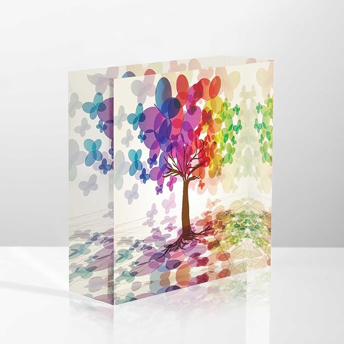 Acrylic Desk Decor Abstract Colorful Tree Thank You Presents for Women Coworker Meaningful Presents for Women Valentines Day Presents for Teachers Retirement Presents for Woman