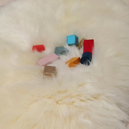 Kopal Round Sheepskin Rug, Real Sheep Skin Fur Rug, Lambskin Area Rug, 4X4 ft, Natural White
