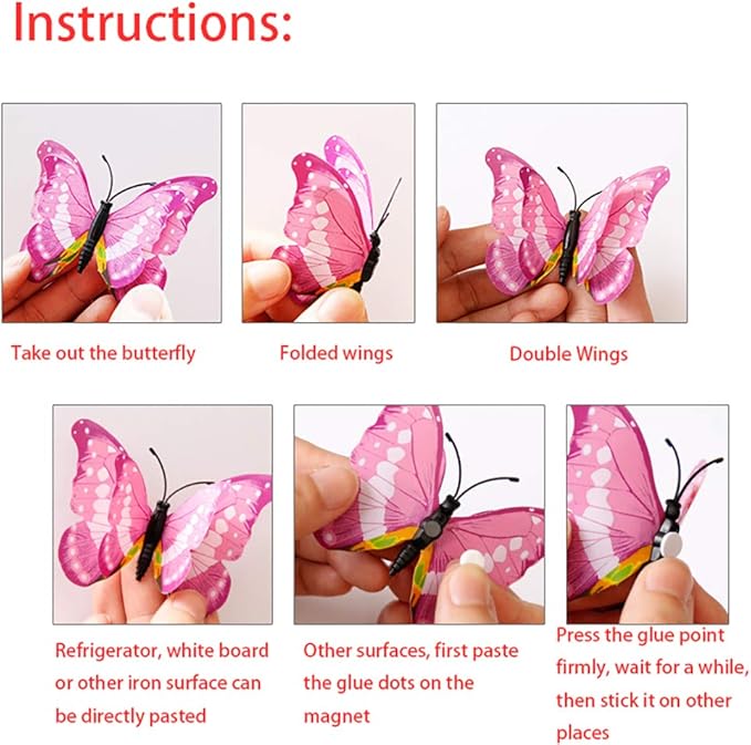 Somotersea 24Pcs 3D Butterfly Wall Decor - Removable Butterfly Decoration for Girls Room & Birthday Party - Colourful