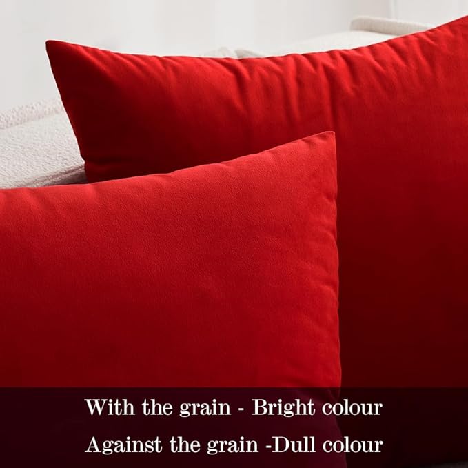 MIULEE Pack of 2 Christmas Bright Red Velvet Throw Pillow Covers 18x18 Inch Soft Solid Decorative Square Cushion Cases for Couch Sofa Bedroom