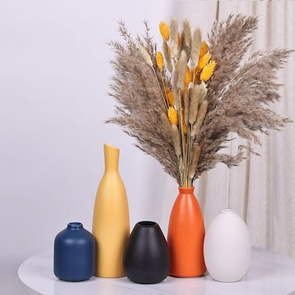 Colorful Ceramic Bud Vases Set of 5 - Multicolor Yellow, Orange, Blue Small Vases for Home Decor - Ideal for Living Room, Kitchen, Office, Bathroom, Mantle, Entrance, Farmhouse & Coffee Table Decor