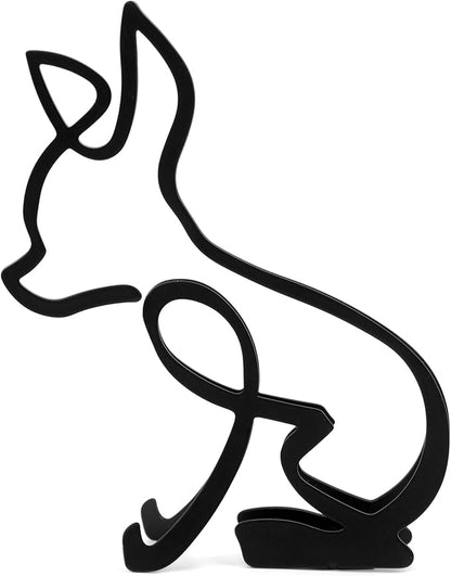 Marsrut Abstract Chihuahua Metal Dog Sculpture Minimalist Geometric Line Art Breed Wall and Table Decor Wire Art Statue for Living Room Home Office Desktop Ornament Decoration