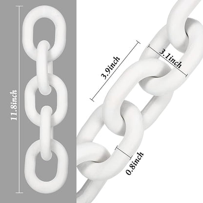 Queekay Decorative Wood Chain Link Decor Rustic Wooden 5 Link Wooden Chain Decor Ornament Farmhouse Home Decoration Hand Carved Wood Crafts Ornaments for Coffee Table(White)