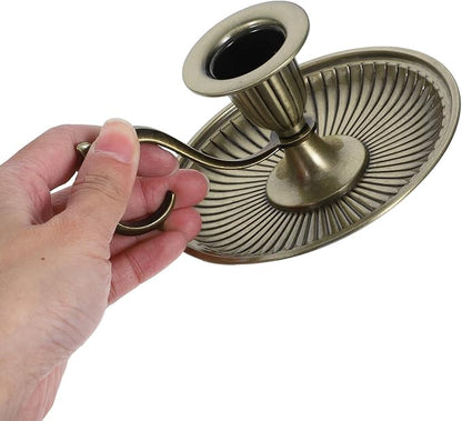 Healifty Candle Holder Candlestick Holder: Taper Candle Holders for Christmas Decor, Vintage Bronze Candlestick Holder with Handle, Candle Stand Chamberstick Handheld for Party Wedding Decor