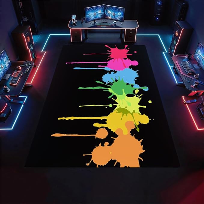 Colorful Paint Splash Rug 6x8 Large Area Rugs Minimalist Multicolor Art Rugs Soft Non Slip Washable Non Shedding Indoor Carpet for Living Room Bedroom Kids Room Home Entrance Foyer Decor