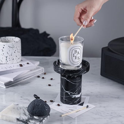Candle Holder Real Luxurious Natural Marble Candlestick Holder for Wedding Dinning Party, Candle Stand for Scented Candle, Candlestick, Taper Candle Pillar Candle, Tealight Candles (B Style)