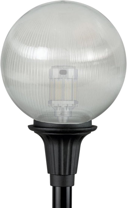 KASTLITE Premium Lamp Post Globe Combo Lighting Fixture | 16" Prismatic Lens with Black Aluminum Heavy Duty Fitter for 3" Diameter Posts (Post Not Included) | Comes with Adjustable LED Bulb